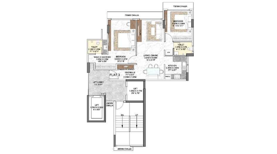 Manju-Apartment-Floor-Plan-2-BHK-749-Sqft