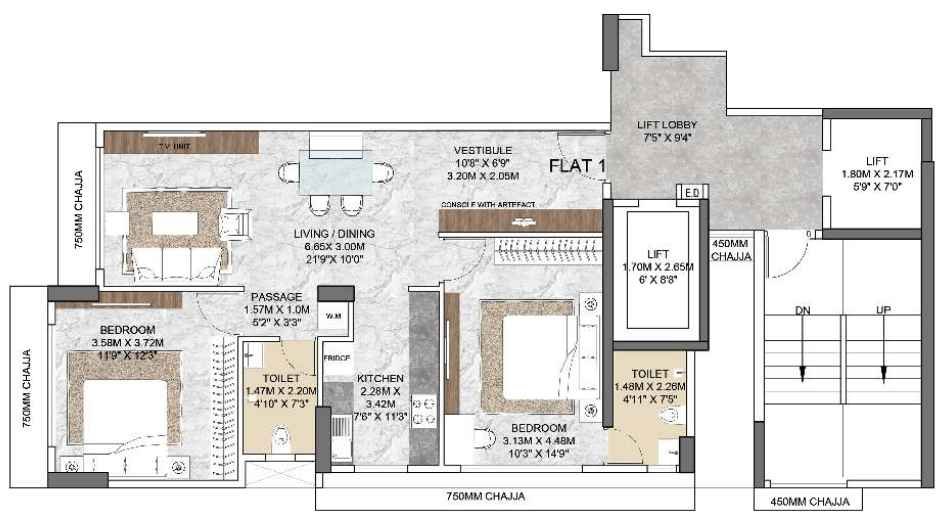 Manju-Apartment-Floor-Plan-2-BHK-779-Sqft